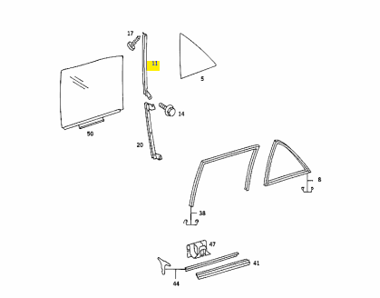 W126 SWB Rear Left Window Stay Bar Model W126 SWB Rear Left Window Stay Bar Model