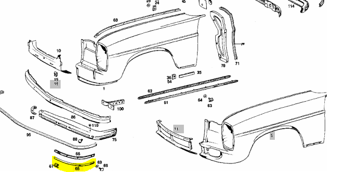 W114 W115 Garnish moulding pair Brand W114 W115 Garnish moulding pair Brand