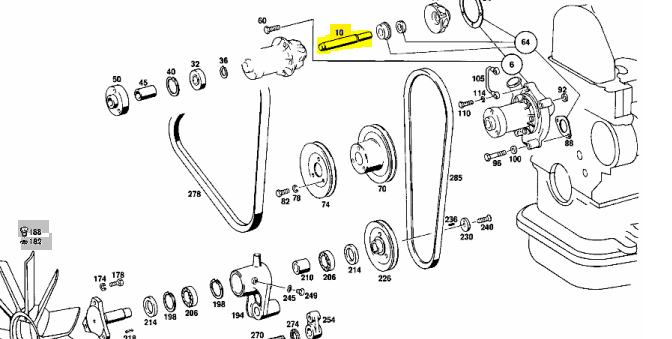 M115 M130 OM615 M180 Waterpump shaft NOS 1946-1955 M115 M130 OM615 M180 Waterpump shaft NOS 1946-1955