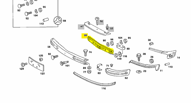 W123 Front Bumper Reinforcement Brand W123 Front Bumper Reinforcement Brand