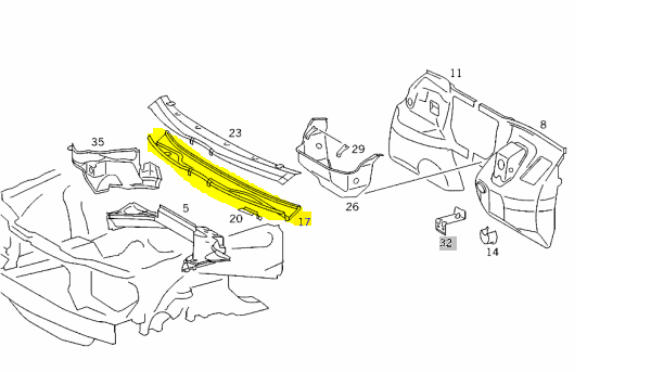 W124 Support Below Windshield Brand W124 Support Below Windshield Brand