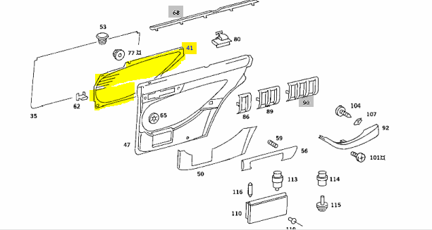 W126 LWB Rear Left Door Panelling used with Velours Trim A126730537 Brand W126 LWB Rear Left Door Panelling used with Velours Trim A126730537 Brand