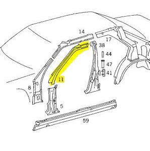 W124 Front Top Right Pillar Genuine Mercedes Part W124 Front Top Right Pillar Genuine Mercedes Part