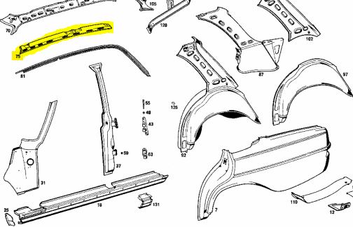 W108 Outside Left Roof Rail Genuine Mercedes Part W108 Outside Left Roof Rail Genuine Mercedes Part
