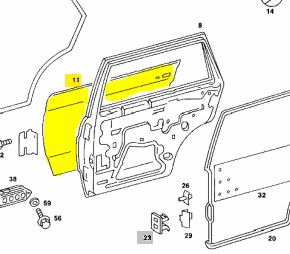 W123 Rear Right Door Skin A1237301409 Genuine Mercedes Part