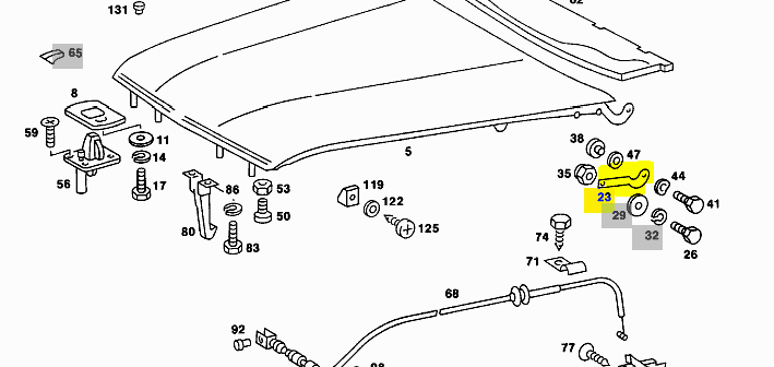 W107 W108 W109 Hood Hinge Lever Right Genuine Mercedes Part W107 W108 W109 Hood Hinge Lever Right Genuine Mercedes Part