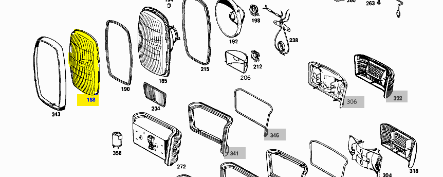 W114 / W115 Headlight lens Bosch W114 / W115 Headlight lens Bosch