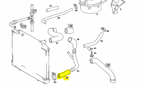 W107 Radiator hose Genuine Mercedes Part W107 Radiator hose Genuine Mercedes Part