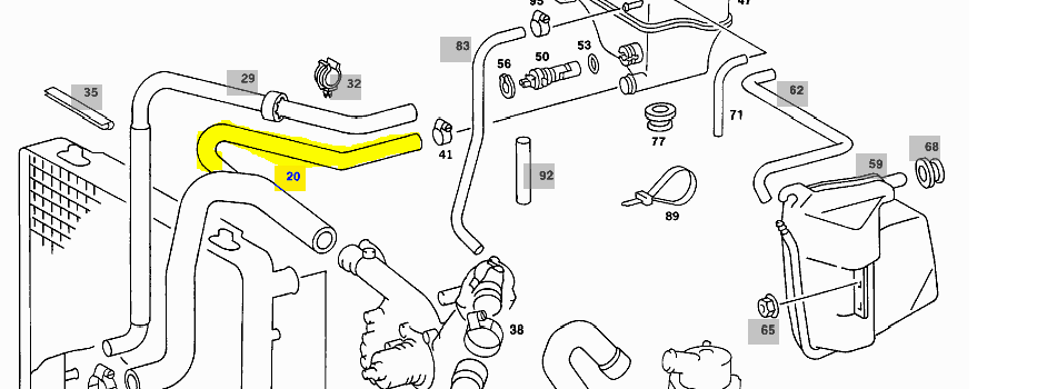 W201 Radiator hose Genuine Mercedes Part W201 Radiator hose Genuine Mercedes Part