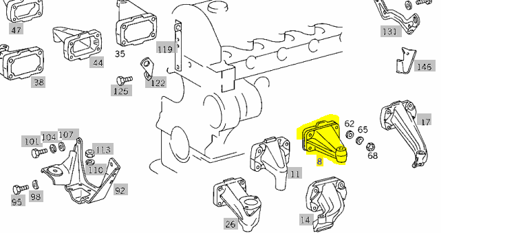 M115 OM615 OM616 o309 Engine support Genuine Mercedes Part M115 OM615 OM616 o309 Engine support Genuine Mercedes Part