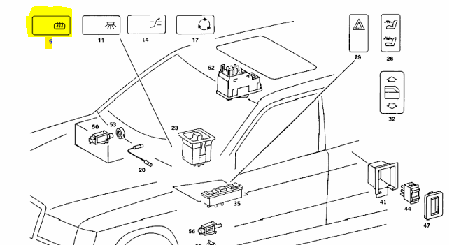 W107 W116 W201 Heated rear window pane switch Genuine Mercedes Part W107 W116 W201 Heated rear window pane switch Genuine Mercedes Part