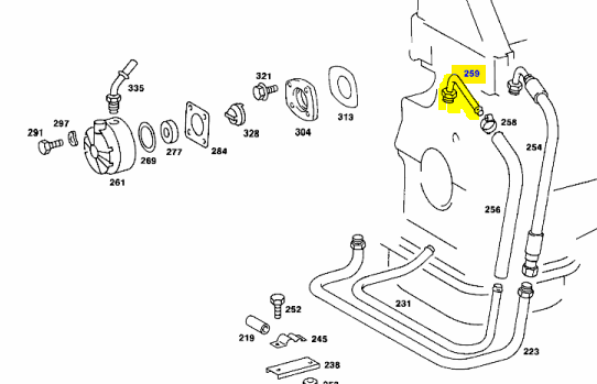 M110 / M123 power steering pump air compressor returnline Genuine Mercedes Part M110 / M123 power steering pump air compressor returnline Genuine Mercedes Part