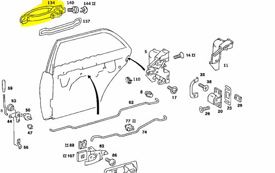 W126 Rear door handle (used) used(working condition) W126 Rear door handle (used) used(working condition)