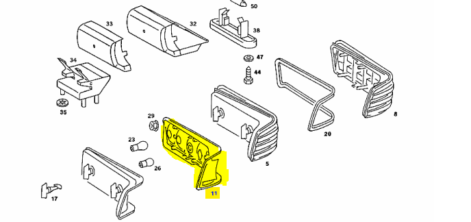 W201 left taillight housing Genuine Mercedes Part W201 left taillight housing Genuine Mercedes Part
