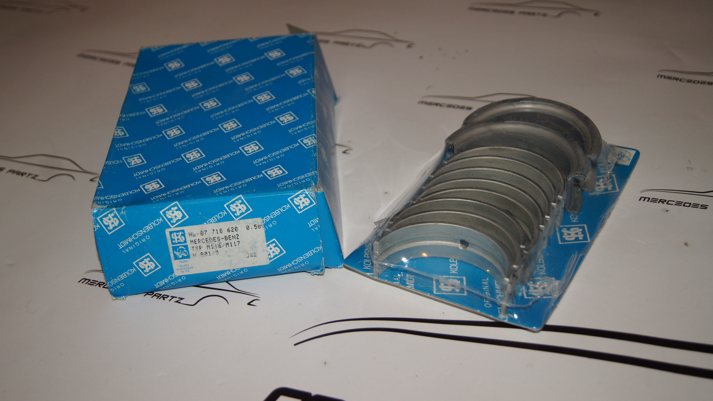 M116 M117 M119 Crankshaft main bearing set repair size 2 +0.50mm 63.50mm Kolbenschmidt