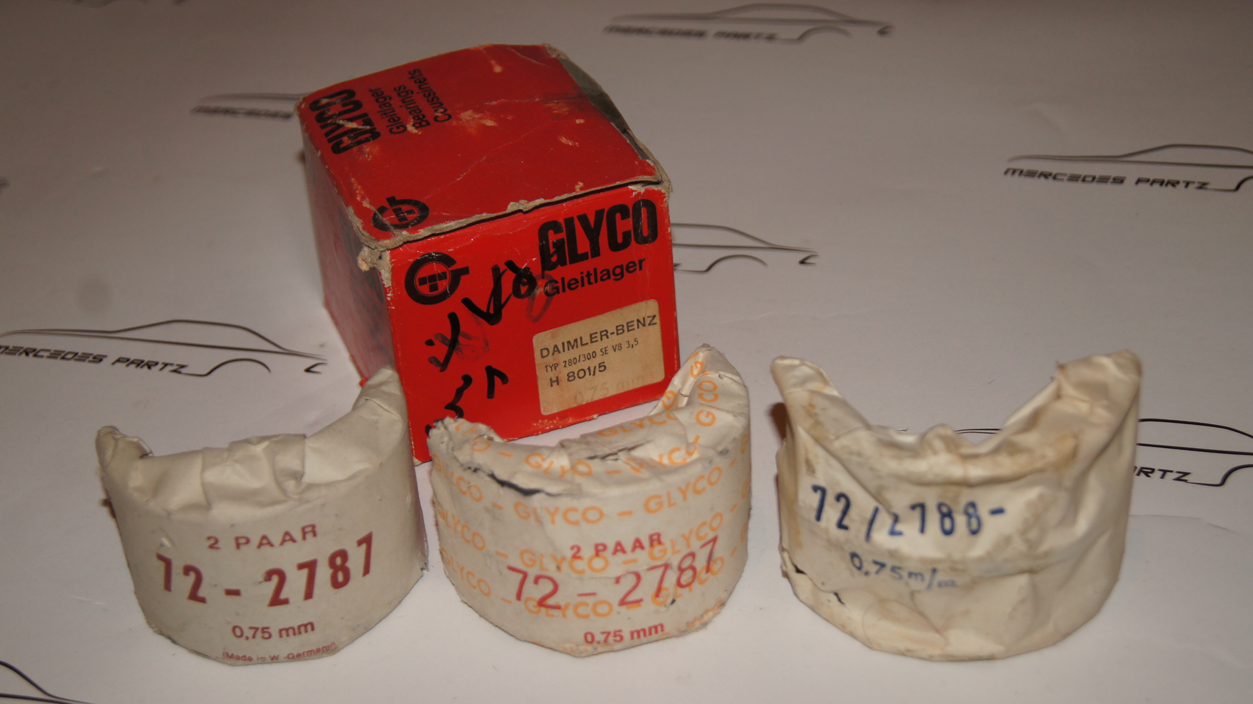 M116 M117 M119 Crankshaft main bearing set repair size 3 +0.75mm 63.25mm GLYCO